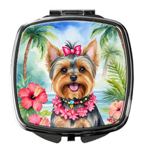 Load image into Gallery viewer, Yorkshire Terrier Luau Compact Mirror – Stylish Purse Mirror with Artistic Covers