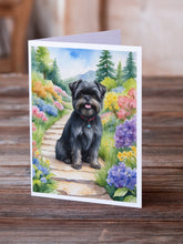 Load image into Gallery viewer, Affenpinscher Greeting Cards - Spring Garden Pack of 8 Blank Note Cards with Envelopes