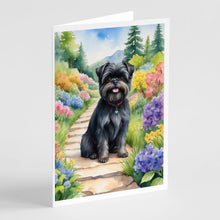 Load image into Gallery viewer, Affenpinscher Greeting Cards - Spring Garden Pack of 8 Blank Note Cards with Envelopes