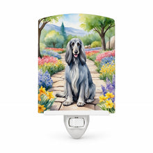 Load image into Gallery viewer, Afghan Hound Spring Garden Ceramic Night Light Compact, UL-Certified, Ideal for Bedroom, Bathroom, Nursery, Hallway, Kitchen, 6x4x3, Multicolor