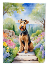 Load image into Gallery viewer, Airedale Terrier Spring Path Garden Flag  – Dog-Themed Floral Outdoor Decor