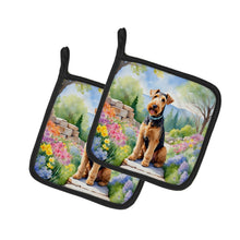 Load image into Gallery viewer, Airedale Terrier Spring Garden Pot Holders - Set of 2 Decorative Kitchen Helpers | Made in the USA