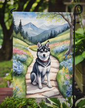 Load image into Gallery viewer, Alaskan Klee Kai Spring Path Garden Flag  – Dog-Themed Floral Outdoor Decor
