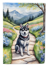 Load image into Gallery viewer, Alaskan Klee Kai Spring Path Garden Flag  – Dog-Themed Floral Outdoor Decor