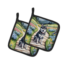 Load image into Gallery viewer, Alaskan Klee Kai Spring Garden Pot Holders - Set of 2 Decorative Kitchen Helpers | Made in the USA