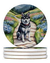 Load image into Gallery viewer, Alaskan Klee Kai Spring Garden Large Sandstone Coasters Pack of 4