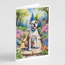 Load image into Gallery viewer, American Bulldog Spring Garden Greeting Cards - Blank Note Cards – 8-Pack of Artist-Designed Cards with Envelopes