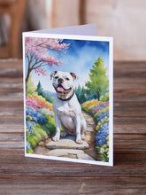 Load image into Gallery viewer, American Bulldog Spring Garden Greeting Cards - Blank Note Cards – 8-Pack of Artist-Designed Cards with Envelopes