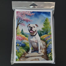 Load image into Gallery viewer, American Bulldog Spring Garden Greeting Cards - Blank Note Cards – 8-Pack of Artist-Designed Cards with Envelopes