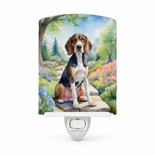 Load image into Gallery viewer, American English Coonhound Spring Garden Ceramic Night Light Compact, UL-Certified, Ideal for Bedroom, Bathroom, Nursery, Hallway, Kitchen, 6x4x3, Multicolor