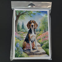 Load image into Gallery viewer, American English Coonhound Spring Garden Greeting Cards - Blank Note Cards – 8-Pack of Artist-Designed Cards with Envelopes