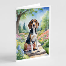 Load image into Gallery viewer, American English Coonhound Spring Garden Greeting Cards - Blank Note Cards – 8-Pack of Artist-Designed Cards with Envelopes