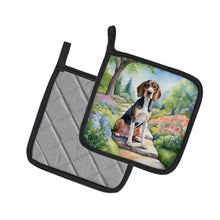 Load image into Gallery viewer, American English Coonhound Spring Garden Pot Holders - Set of 2 Decorative Kitchen Helpers | Made in the USA