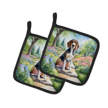 Load image into Gallery viewer, American English Coonhound Spring Garden Pot Holders - Set of 2 Decorative Kitchen Helpers | Made in the USA