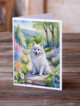 Load image into Gallery viewer, American Eskimo Spring Garden Greeting Cards - Blank Note Cards – 8-Pack of Artist-Designed Cards with Envelopes