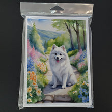 Load image into Gallery viewer, American Eskimo Spring Garden Greeting Cards - Blank Note Cards – 8-Pack of Artist-Designed Cards with Envelopes