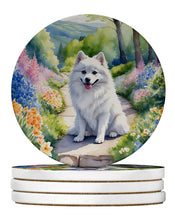 Load image into Gallery viewer, American Eskimo Spring Garden Large Sandstone Coasters Pack of 4