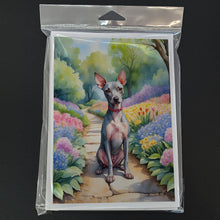Load image into Gallery viewer, American Hairless Terrier Spring Garden Greeting Cards - Blank Note Cards – 8-Pack of Artist-Designed Cards with Envelopes