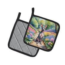 Load image into Gallery viewer, American Hairless Terrier Spring Garden Pot Holders - Set of 2 Decorative Kitchen Helpers | Made in the USA