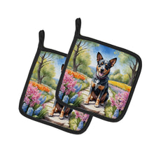 Load image into Gallery viewer, Australian Cattle Dog Spring Garden Pot Holders - Set of 2 Decorative Kitchen Helpers | Made in the USA