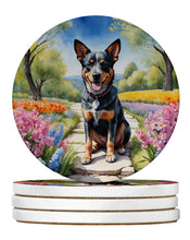 Load image into Gallery viewer, Australian Cattle Dog Spring Garden Large Sandstone Coasters Pack of 4