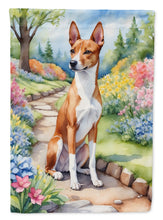 Load image into Gallery viewer, Basenji Spring Path Garden Flag  – Dog-Themed Floral Outdoor Decor