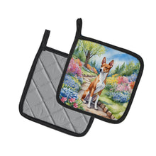Load image into Gallery viewer, Basenji Spring Garden Pot Holders - Set of 2 Decorative Kitchen Helpers | Made in the USA