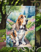 Load image into Gallery viewer, Basset Hound Spring Path Garden Flag  – Dog-Themed Floral Outdoor Decor