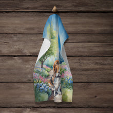 Load image into Gallery viewer, Basset Hound Spring Garden Kitchen Towel