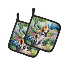 Load image into Gallery viewer, Basset Hound Spring Garden Pot Holders - Set of 2 Decorative Kitchen Helpers | Made in the USA