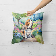 Load image into Gallery viewer, Basset Hound Spring Garden Throw Pillow