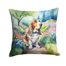 Load image into Gallery viewer, Basset Hound Spring Garden Throw Pillow