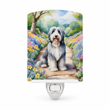 Load image into Gallery viewer, Bearded Collie Spring Garden Ceramic Night Light Compact, UL-Certified, Ideal for Bedroom, Bathroom, Nursery, Hallway, Kitchen, 6x4x3, Multicolor