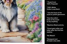 Load image into Gallery viewer, Bearded Collie Spring Garden Kitchen Towel
