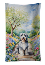 Load image into Gallery viewer, Bearded Collie Spring Garden Kitchen Towel