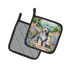Load image into Gallery viewer, Bearded Collie Spring Garden Pot Holders - Set of 2 Decorative Kitchen Helpers | Made in the USA