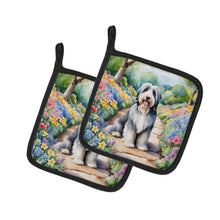 Load image into Gallery viewer, Bearded Collie Spring Garden Pot Holders - Set of 2 Decorative Kitchen Helpers | Made in the USA