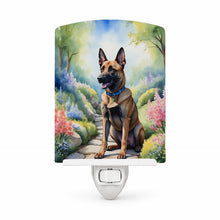 Load image into Gallery viewer, Belgian Malinois Spring Garden Ceramic Night Light Compact, UL-Certified, Ideal for Bedroom, Bathroom, Nursery, Hallway, Kitchen, 6x4x3, Multicolor