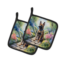Load image into Gallery viewer, Belgian Malinois Spring Garden Pot Holders - Set of 2 Decorative Kitchen Helpers | Made in the USA