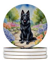 Load image into Gallery viewer, Belgian Sheepdog Spring Path Large Sandstone Coasters Pack of 4
