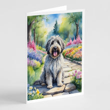 Load image into Gallery viewer, Bergamasco Sheepdog Spring Path Greeting Cards - Blank Note Cards – 8-Pack of Artist-Designed Cards with Envelopes