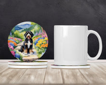 Load image into Gallery viewer, Bernedoodle Spring Path Large Sandstone Coasters Pack of 4