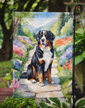 Load image into Gallery viewer, Bernese Mountain Dog Spring Path Garden Flag  – Dog-Themed Floral Outdoor Decor
