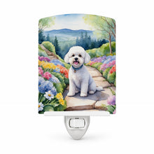 Load image into Gallery viewer, Bichon Frise Spring Path Ceramic Night Light Compact, UL-Certified, Ideal for Bedroom, Bathroom, Nursery, Hallway, Kitchen, 6x4x3, Multicolor