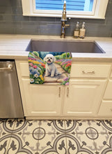 Load image into Gallery viewer, Bichon Frise Spring Path Kitchen Towel