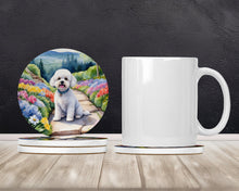 Load image into Gallery viewer, Bichon Frise Spring Path Large Sandstone Coasters Pack of 4