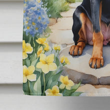 Load image into Gallery viewer, Black and Tan Coonhound Spring Path House Flag