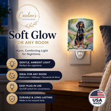 Load image into Gallery viewer, Black and Tan Coonhound Spring Path Ceramic Night Light Compact, UL-Certified, Ideal for Bedroom, Bathroom, Nursery, Hallway, Kitchen, 6x4x3, Multicolor