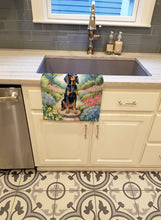 Load image into Gallery viewer, Black and Tan Coonhound Spring Path Kitchen Towel