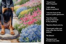 Load image into Gallery viewer, Black and Tan Coonhound Spring Path Kitchen Towel
